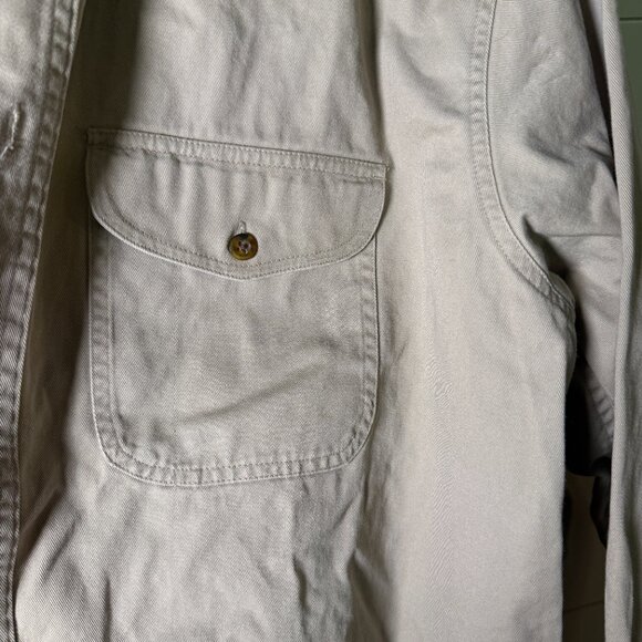 Woolrich Long Sleeve Canvas Work Shirt Button Down Front Two Pocket Tan/Brown XL - Picture 5 of 10